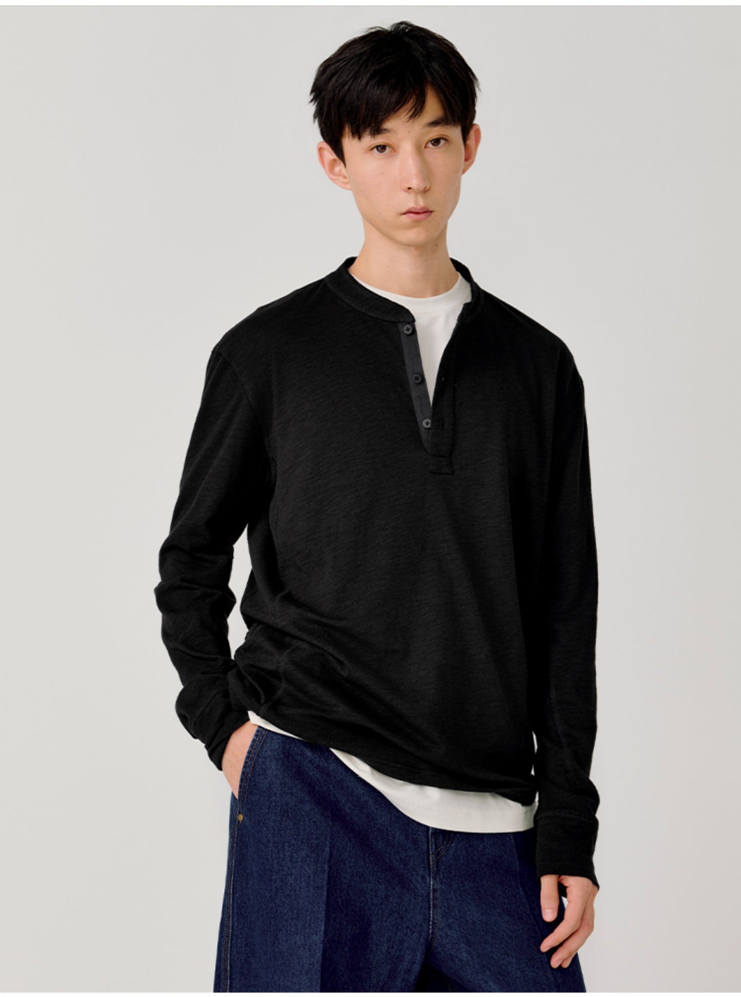 Henry-collar T-shirt