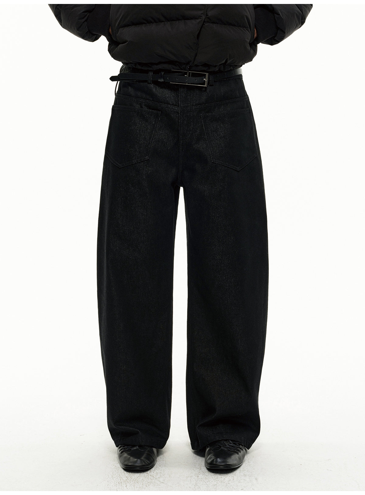 Reverse-brushed denim jeans