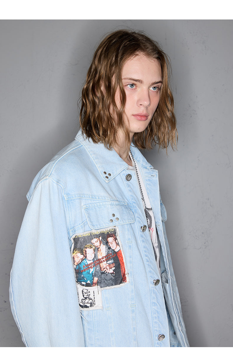 Deconstructed Pattern Denim Jacket