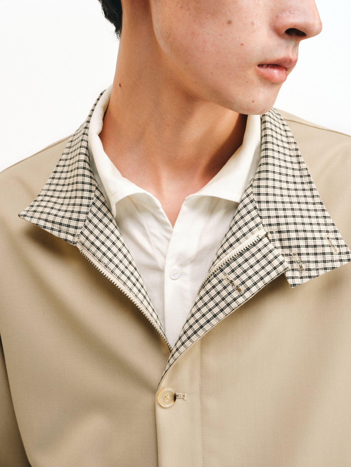 Checkered Splicing Harrington Jacket
