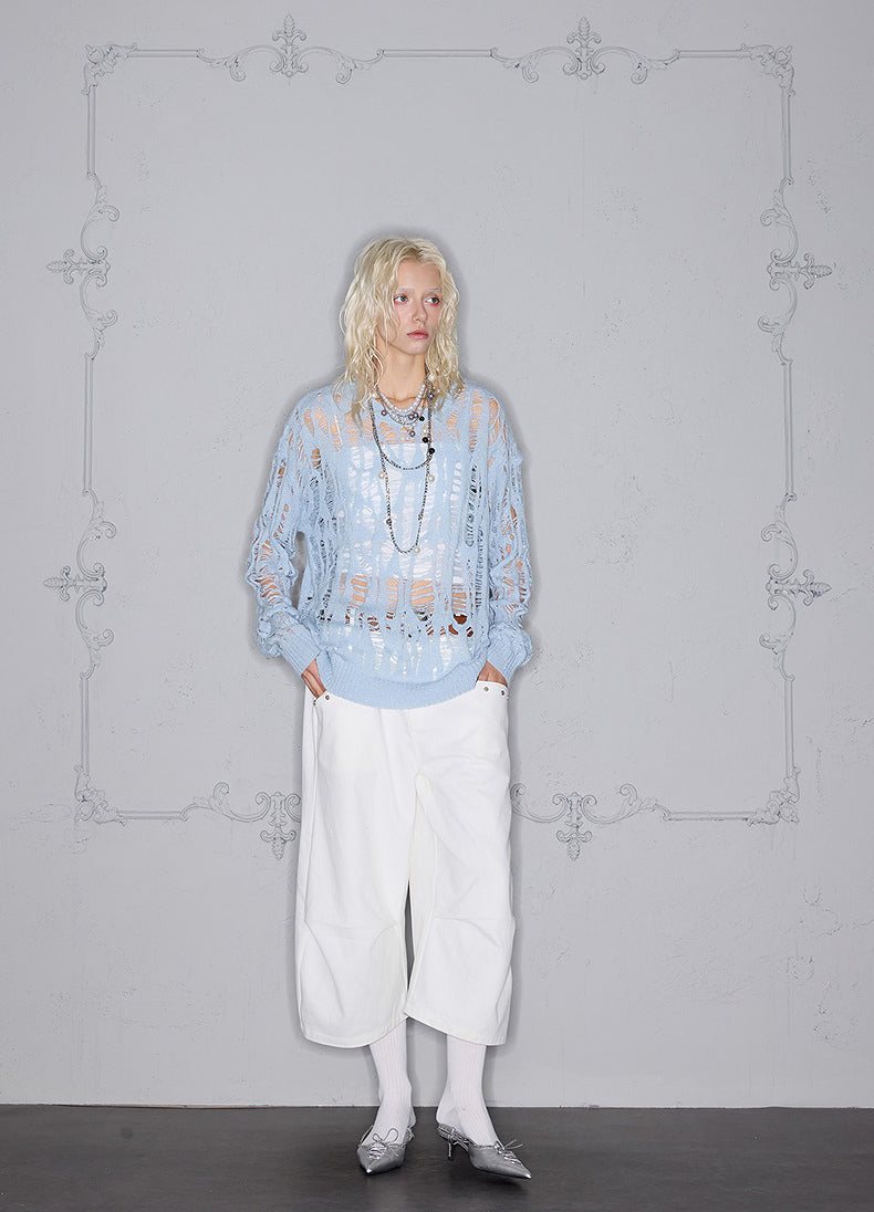 Hollow Classic Round Neck Sweater