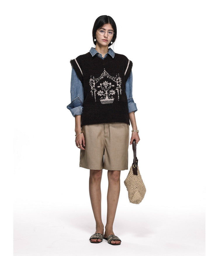 Jacquard Tassel Vest