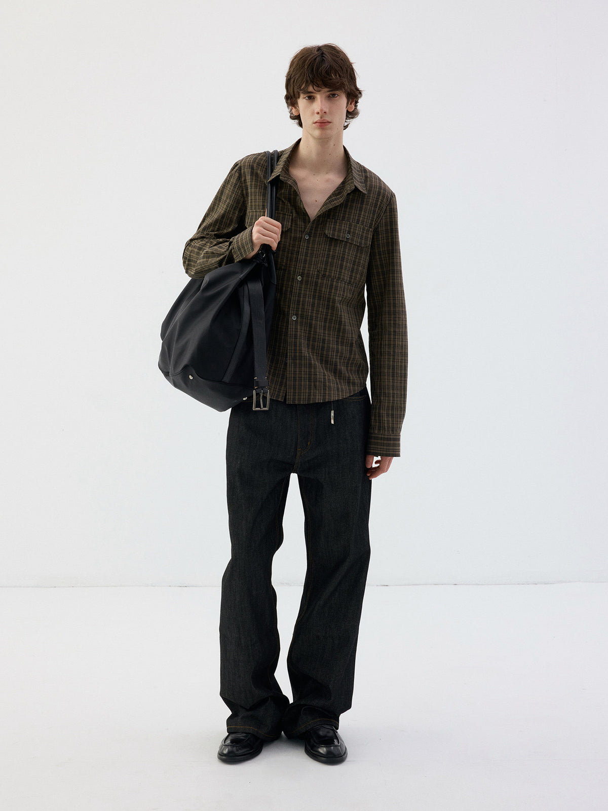 Black Checkered Shoulder Shirt