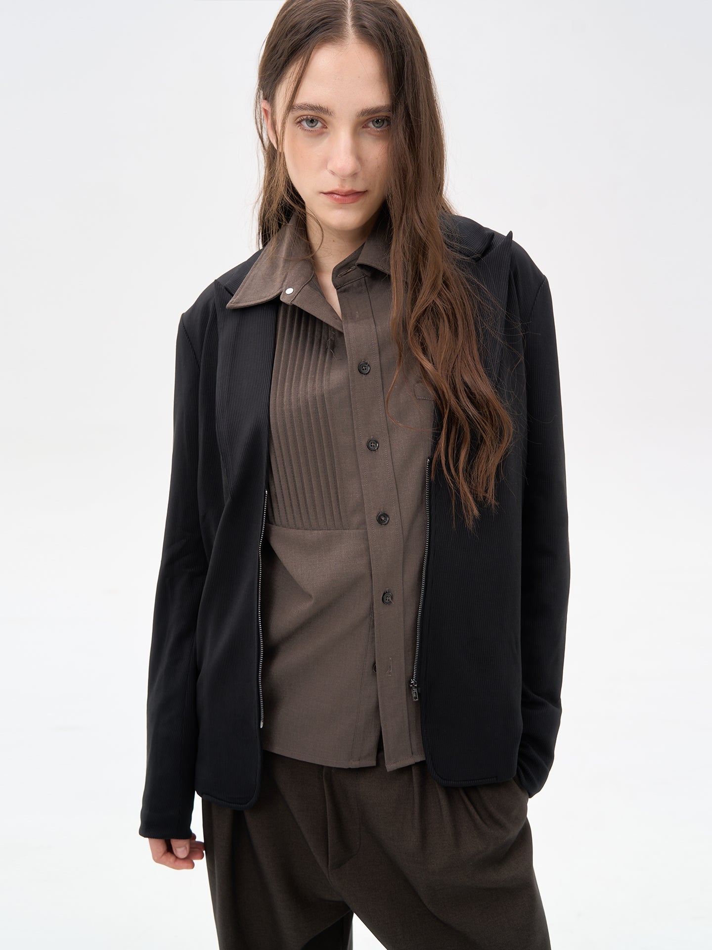 Striped Zipper Cardigan