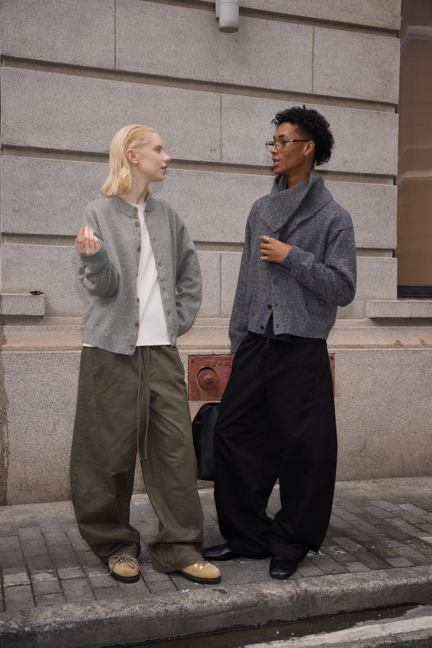 Street Style Curved-Leg Casual Pants