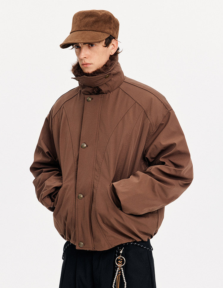 Unisex Loose-Fit Fur Collar Jacket