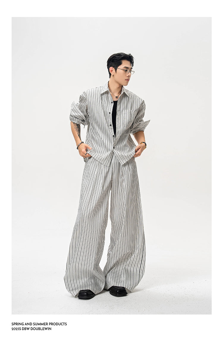 Striped shirt with adjustable hem