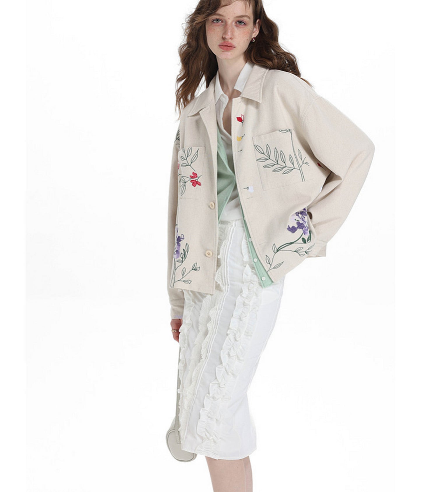 All-Over Embroidered Linen-Blend Jacket