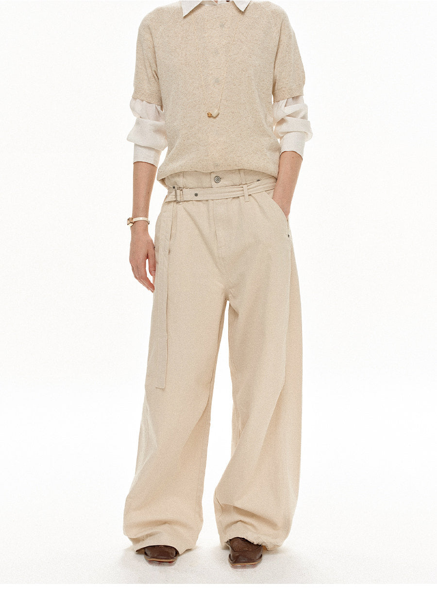 Straight-leg wide-leg pants