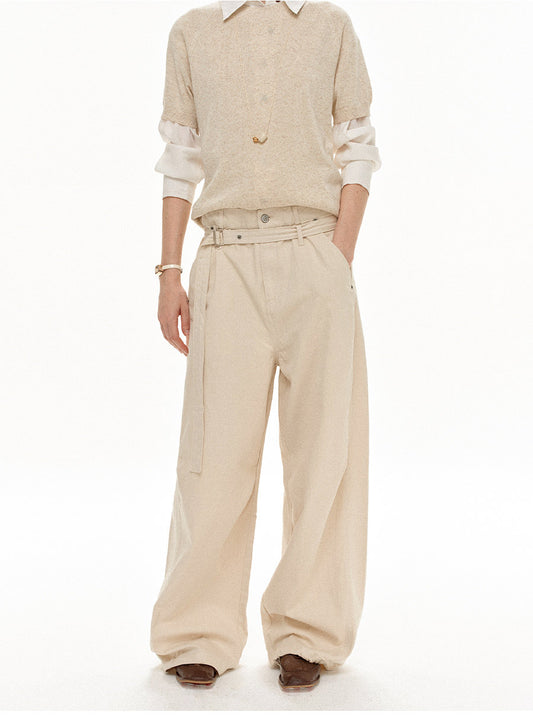 Straight-leg wide-leg pants