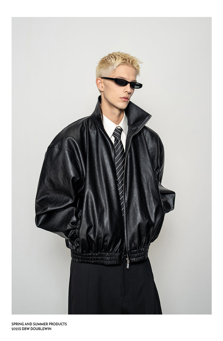 Draping Leather Jacket