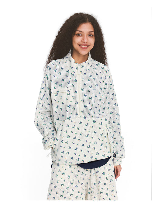 ジッパー付き花柄シャツ