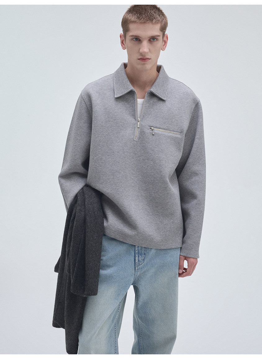 Half-Zip Pullover Sweatshirt with Pockets