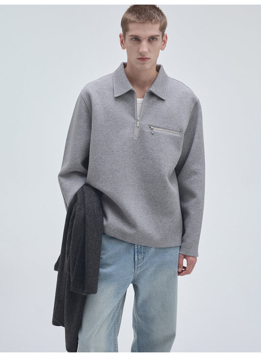 Half-Zip Pullover Sweatshirt with Pockets