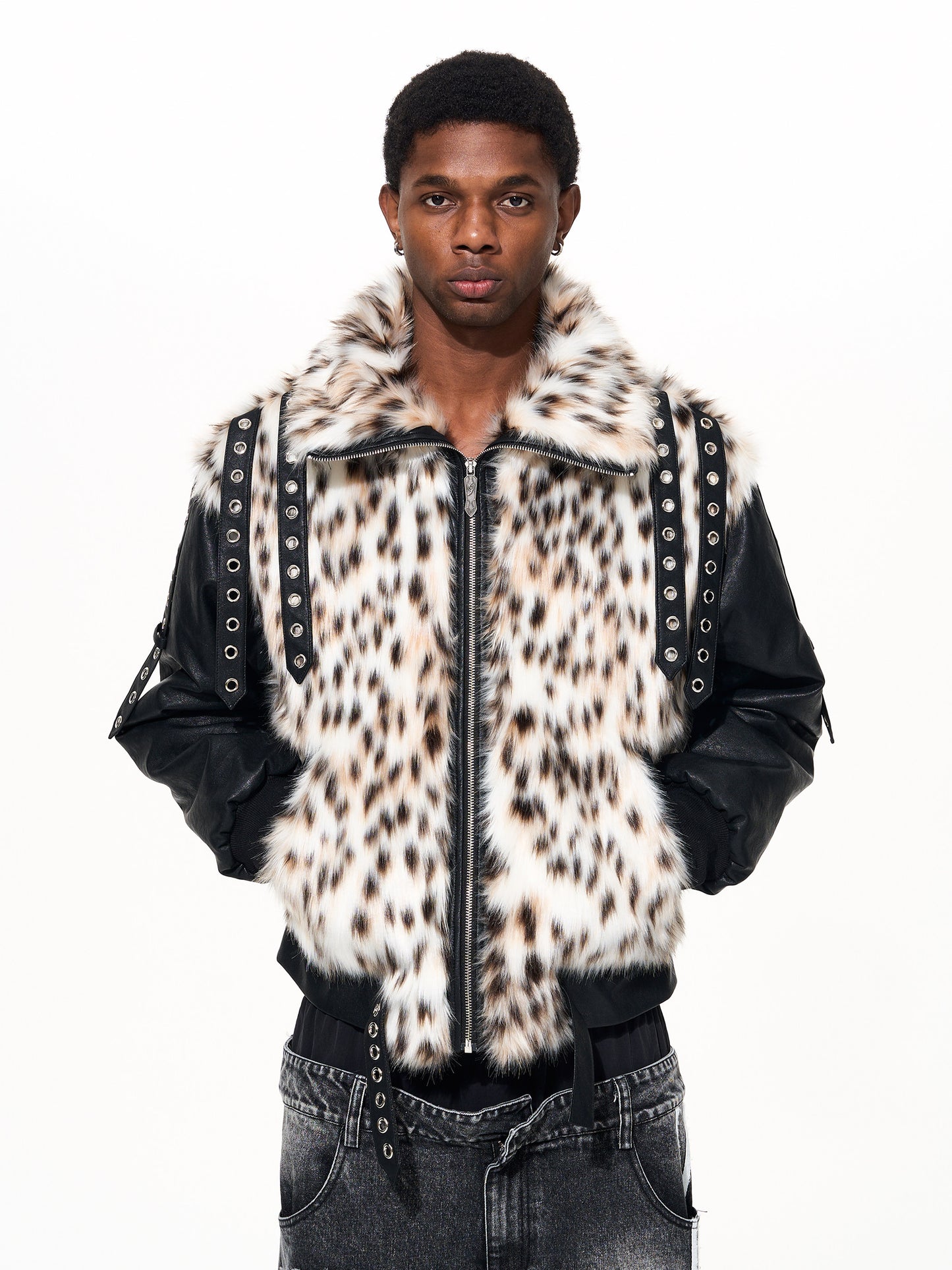 Mountain Carving Fur Padded Jacket