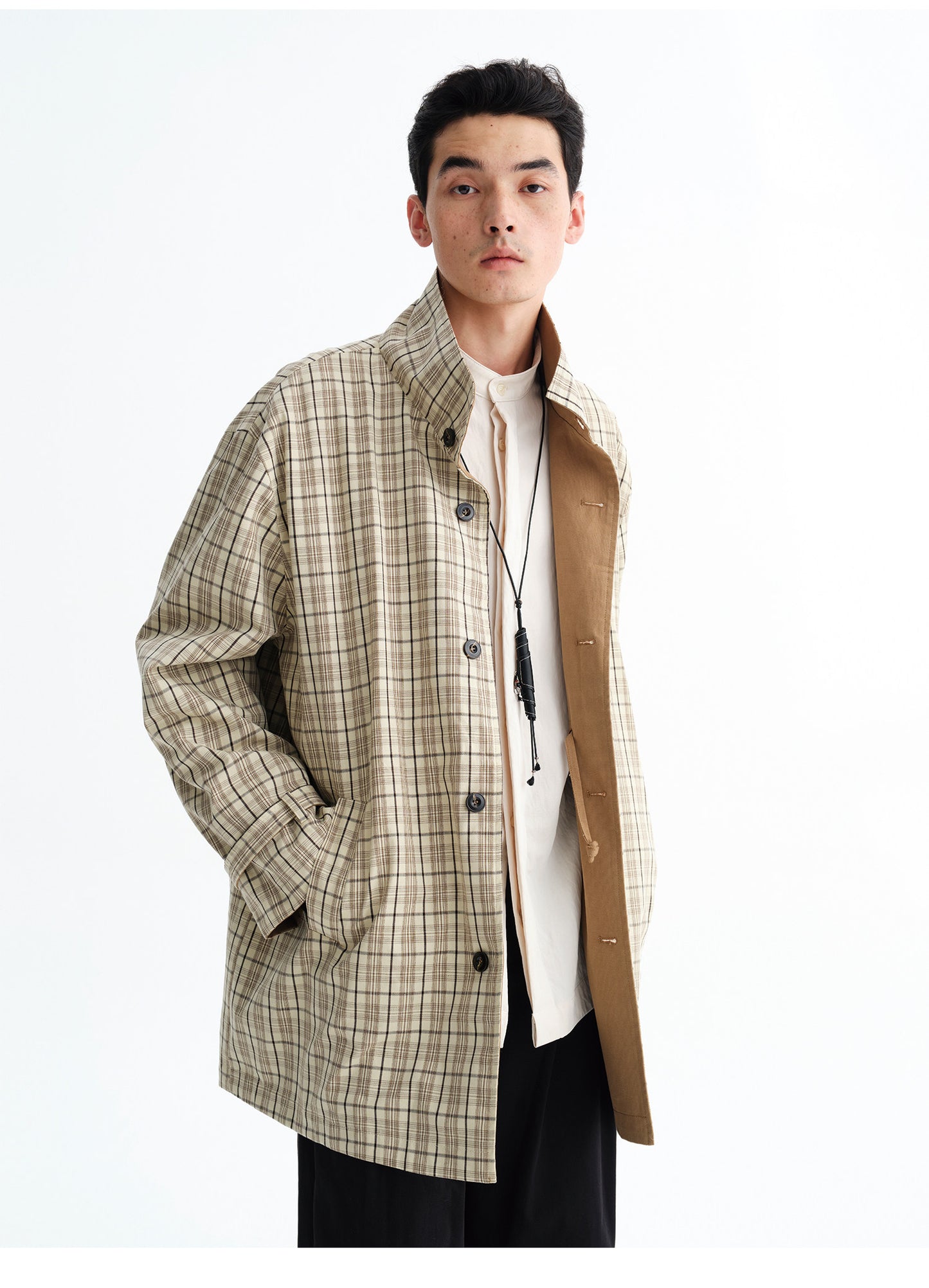 Reversible Check Pattern Coat