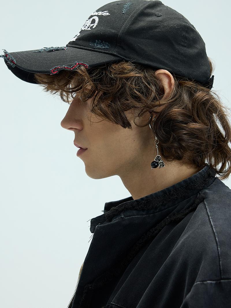 Frayed Print Peaked Cap