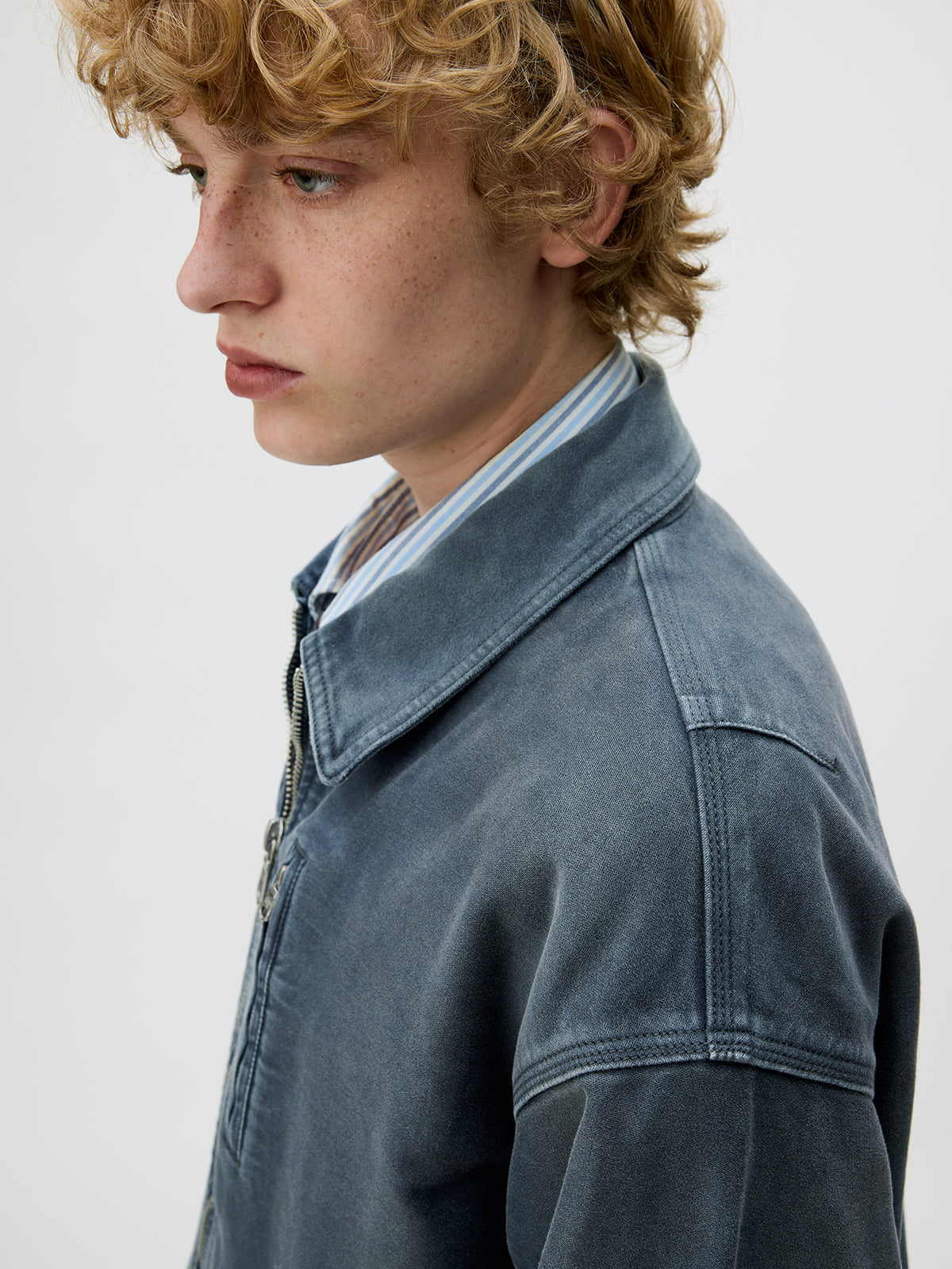 Distressed Zipper Short Jacket