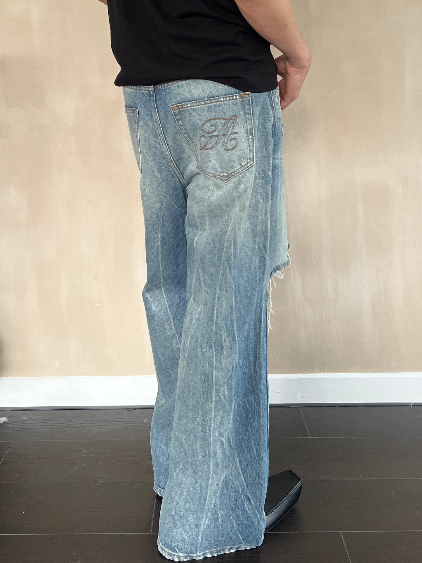 Retro Washed Straight Leg Baggy Jeans