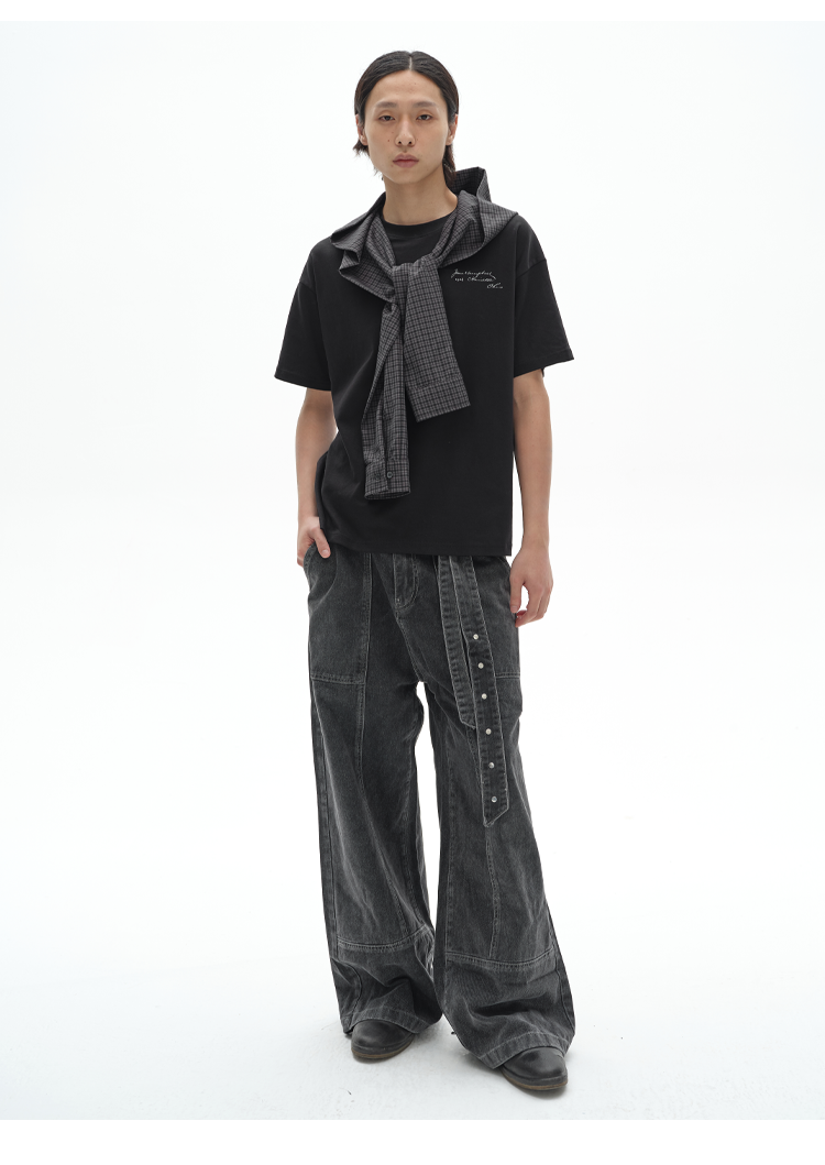 Fake Two-Piece Check T-Shirt