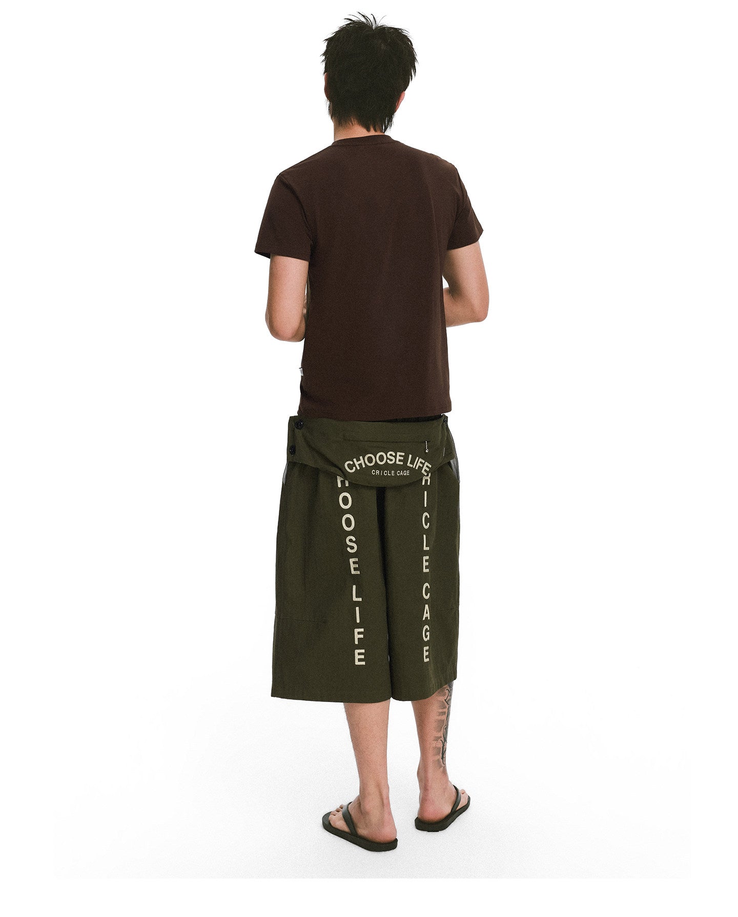 Wide-Leg Shorts with Detachable Waist Pouch