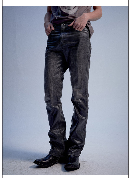 Waxed Slim-Fit Jeans