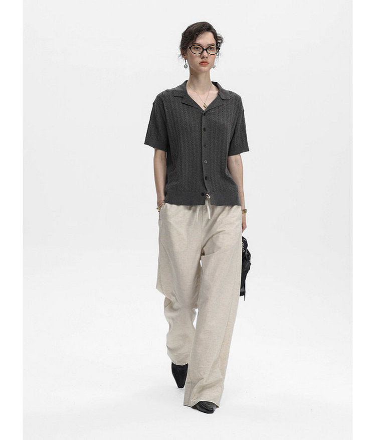 Turtleneck Button-Down Knit Shirt