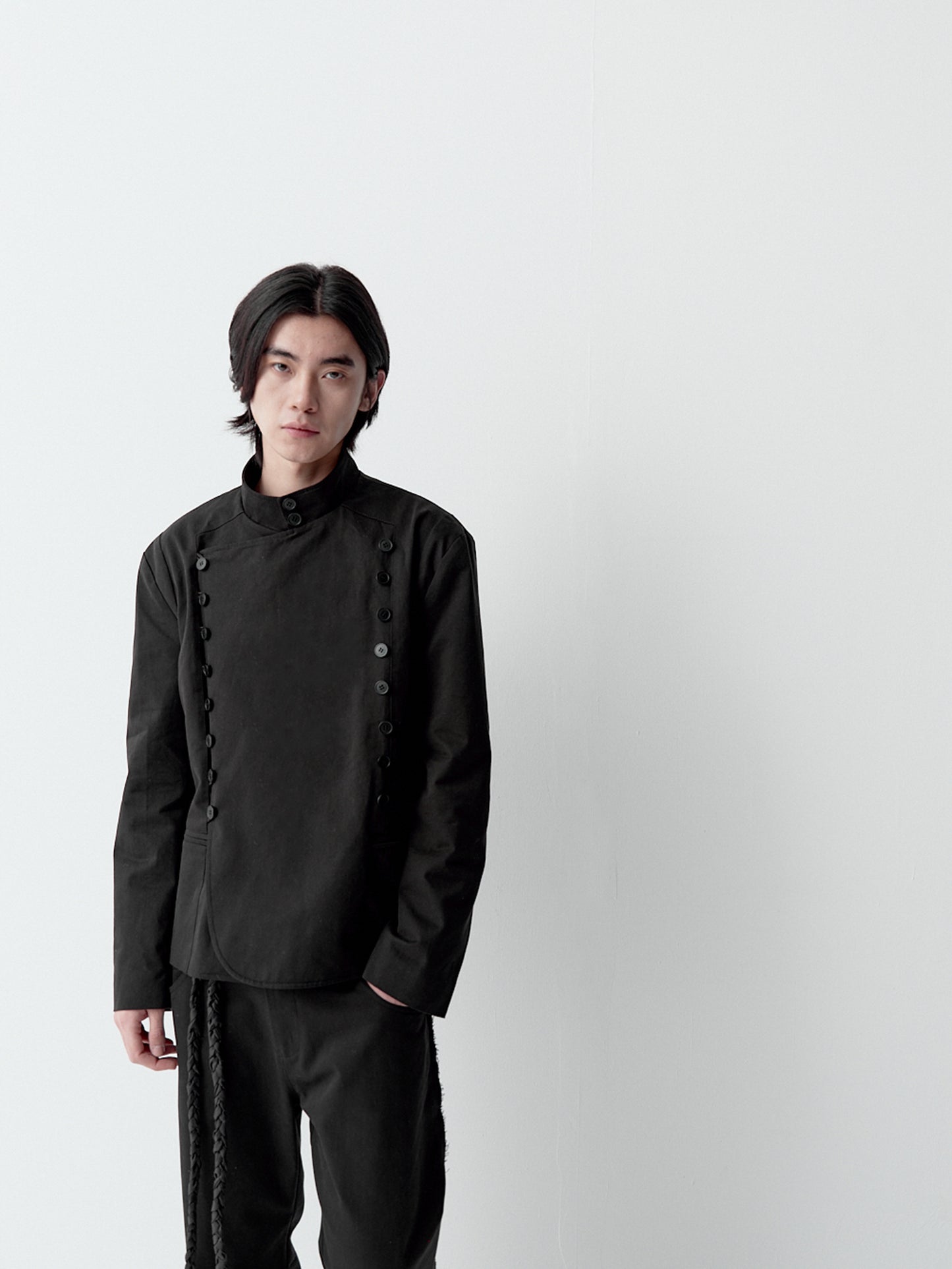 멀티 버튼 스탠드 칼라 숏 재킷