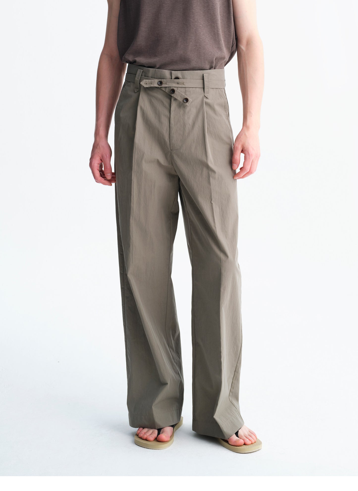 Casual Wide-Leg Pants with Detachable Belt