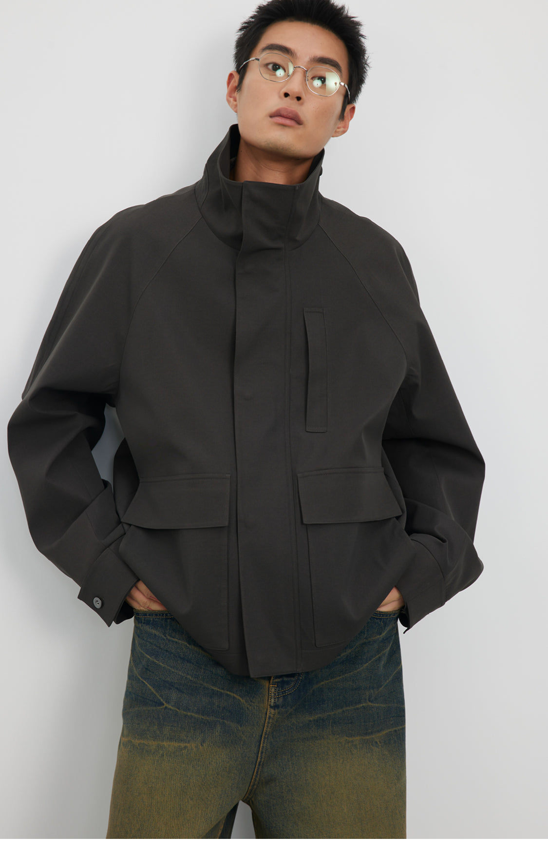 Stand collar short jacket