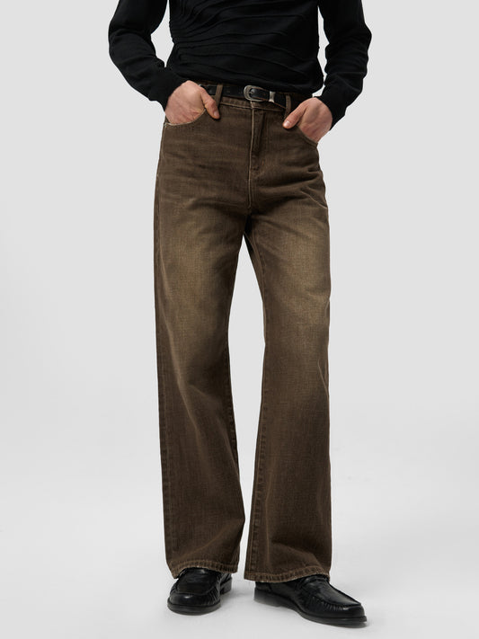 Jeans with Leather Patch Pockets