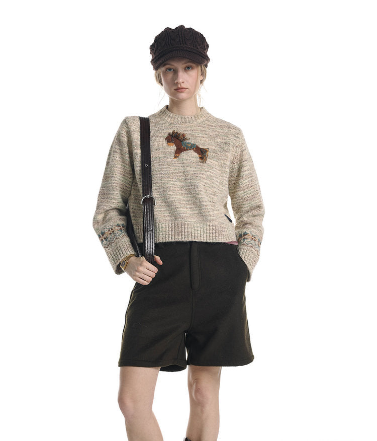 Unisex Tassel Jacquard Pony Sweater