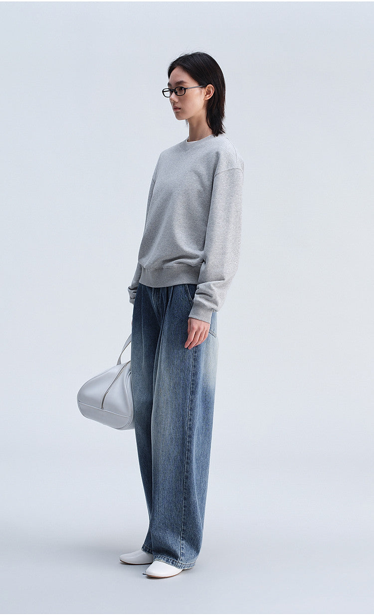 Washed Gradient Mist Double-Pleated Jeans