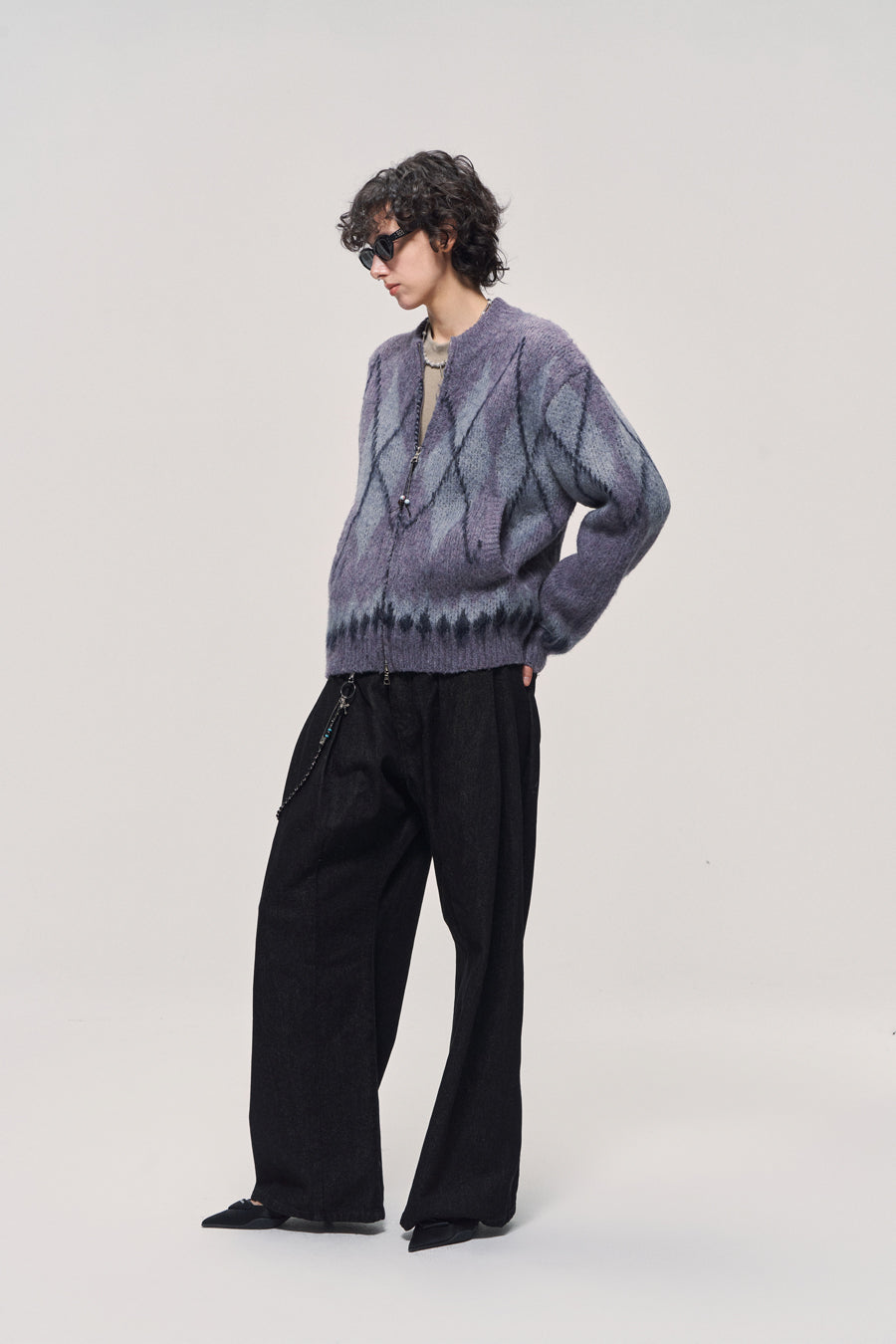 Fair Isle Wool Blend Zip Cardigan