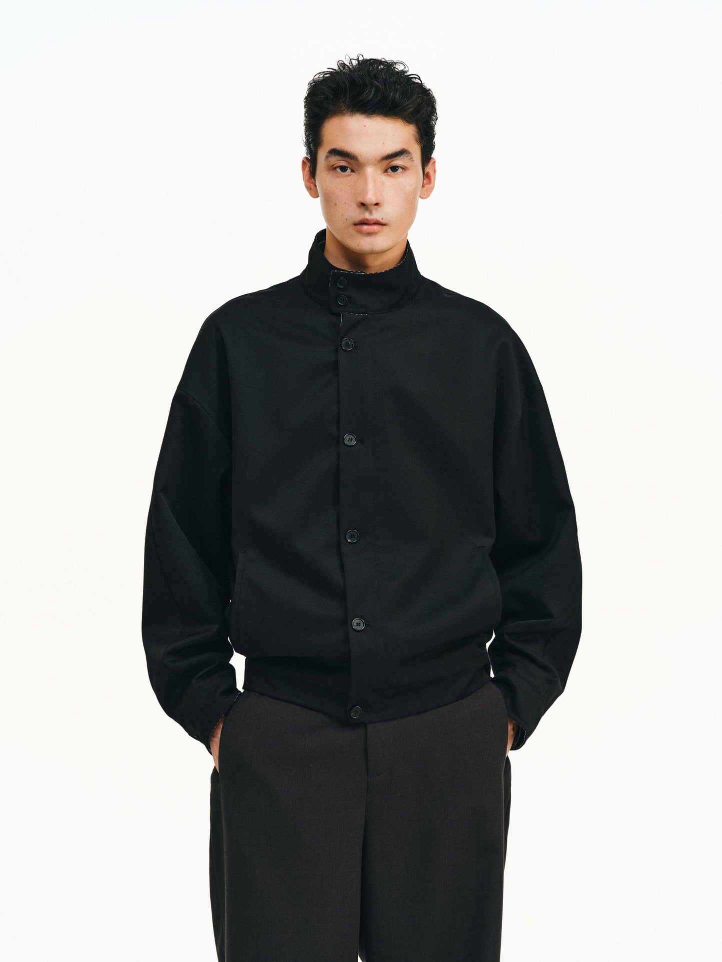 Checkered Splicing Harrington Jacket