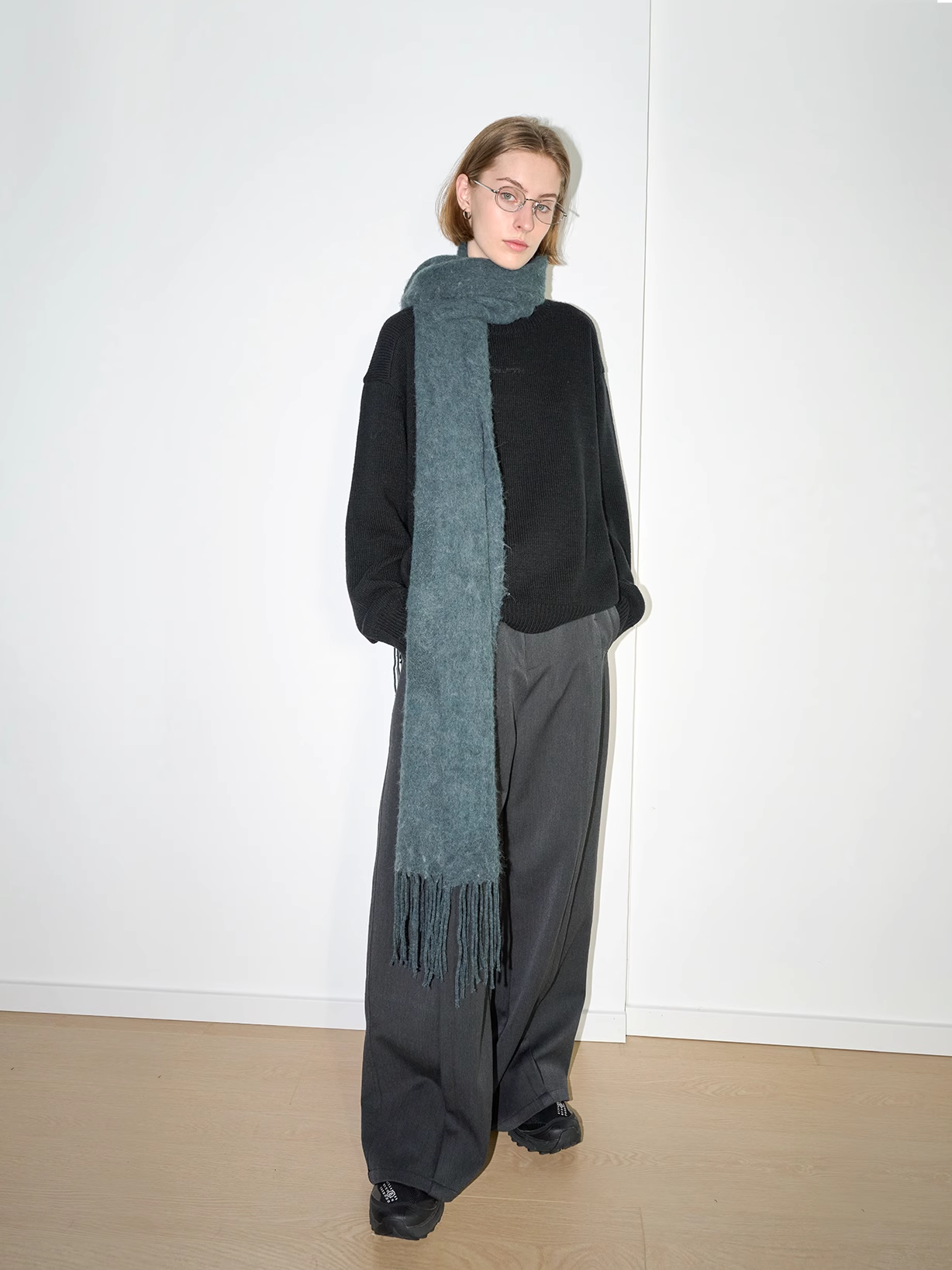 Three-dimensional pleated silhouette wide casual pants