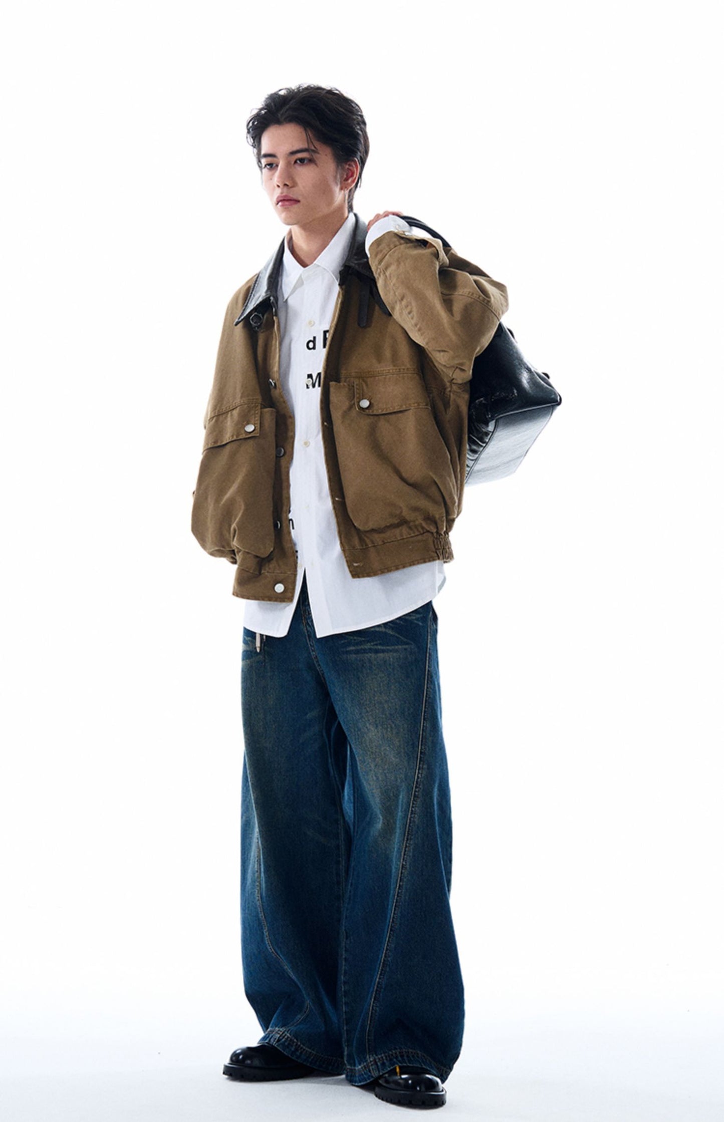 Leather Collar Patchwork Jacket