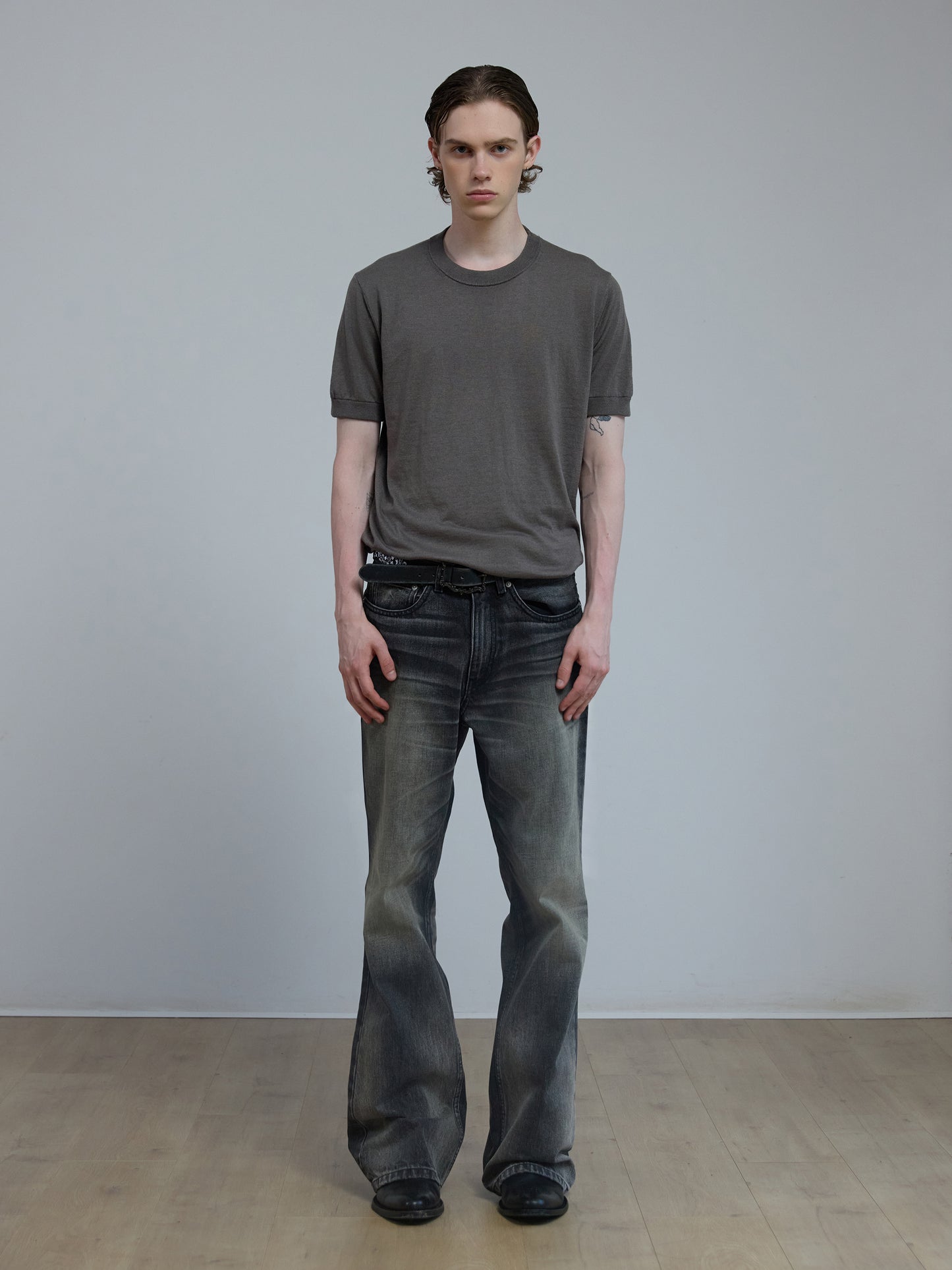 Vintage wash denim pants