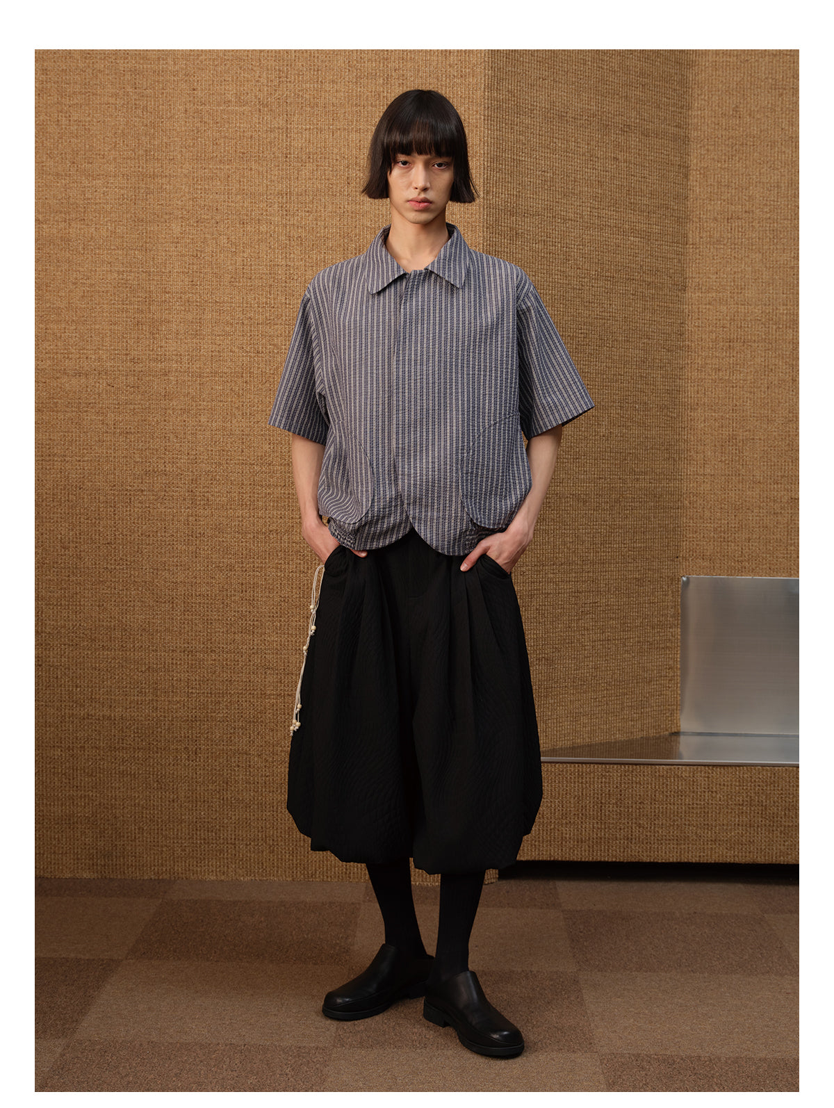 Bubble Pleats Curve Shirt