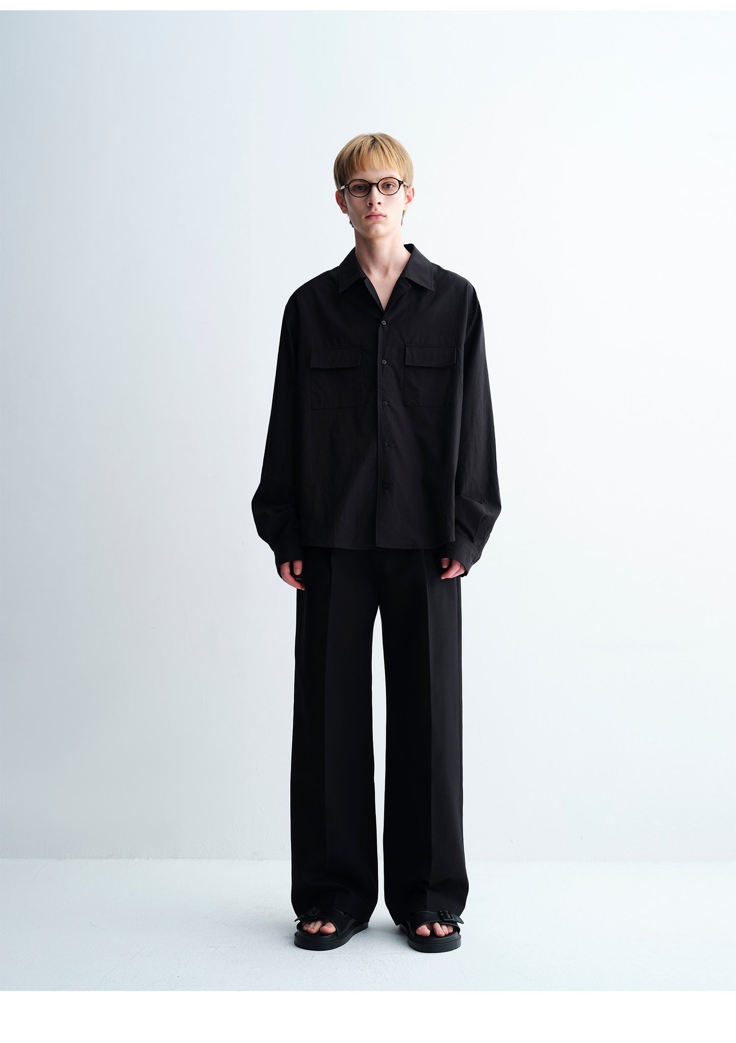 Double-Line Pleated Casual Pants