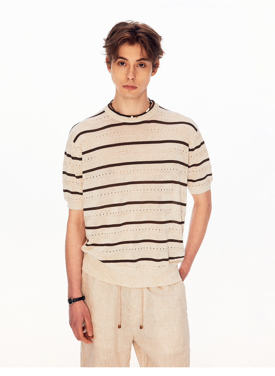 Unisex Vintage-Style Mesh-Striped Knit