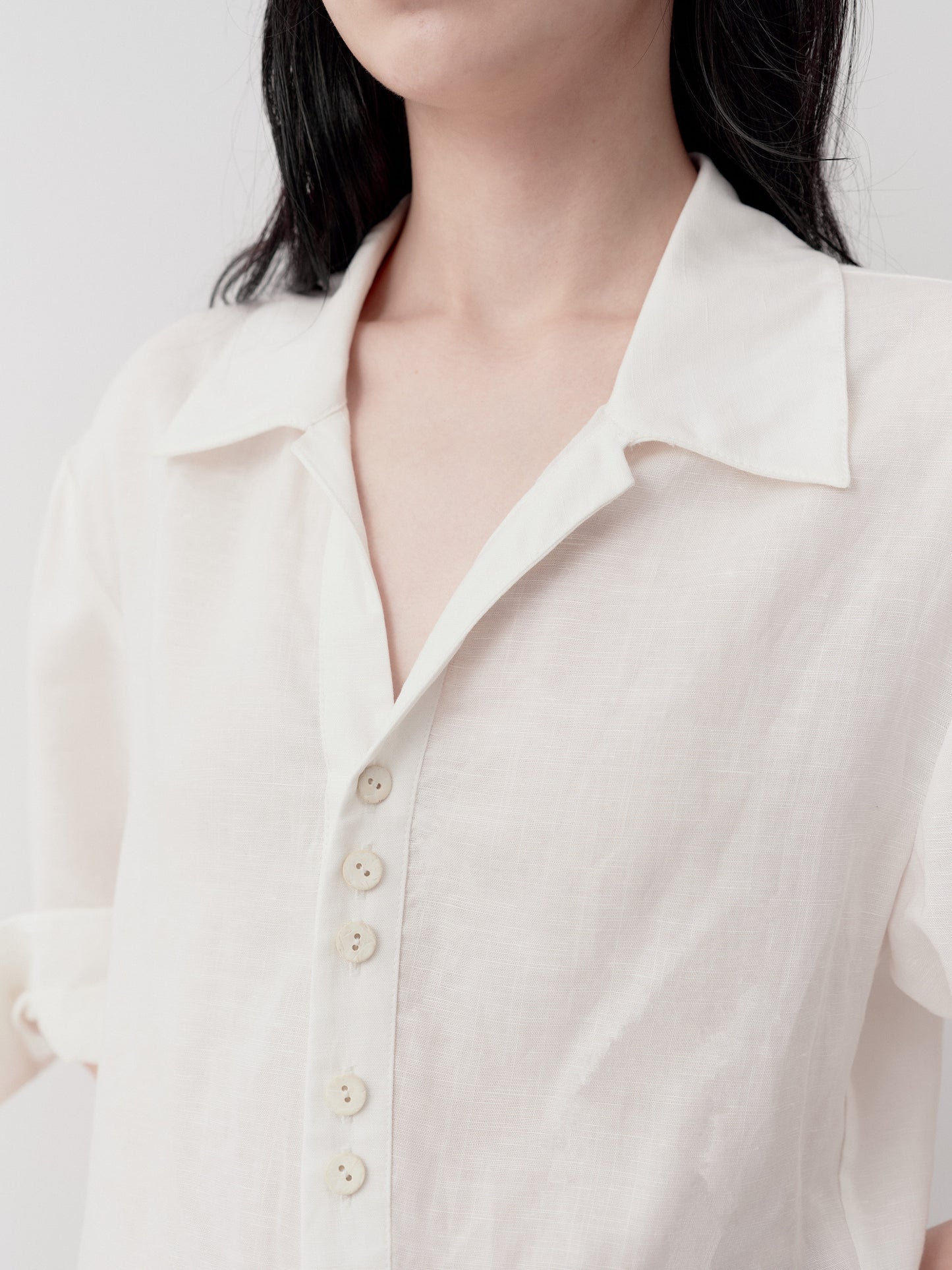 Shirt with Diagonal Placket and Slit