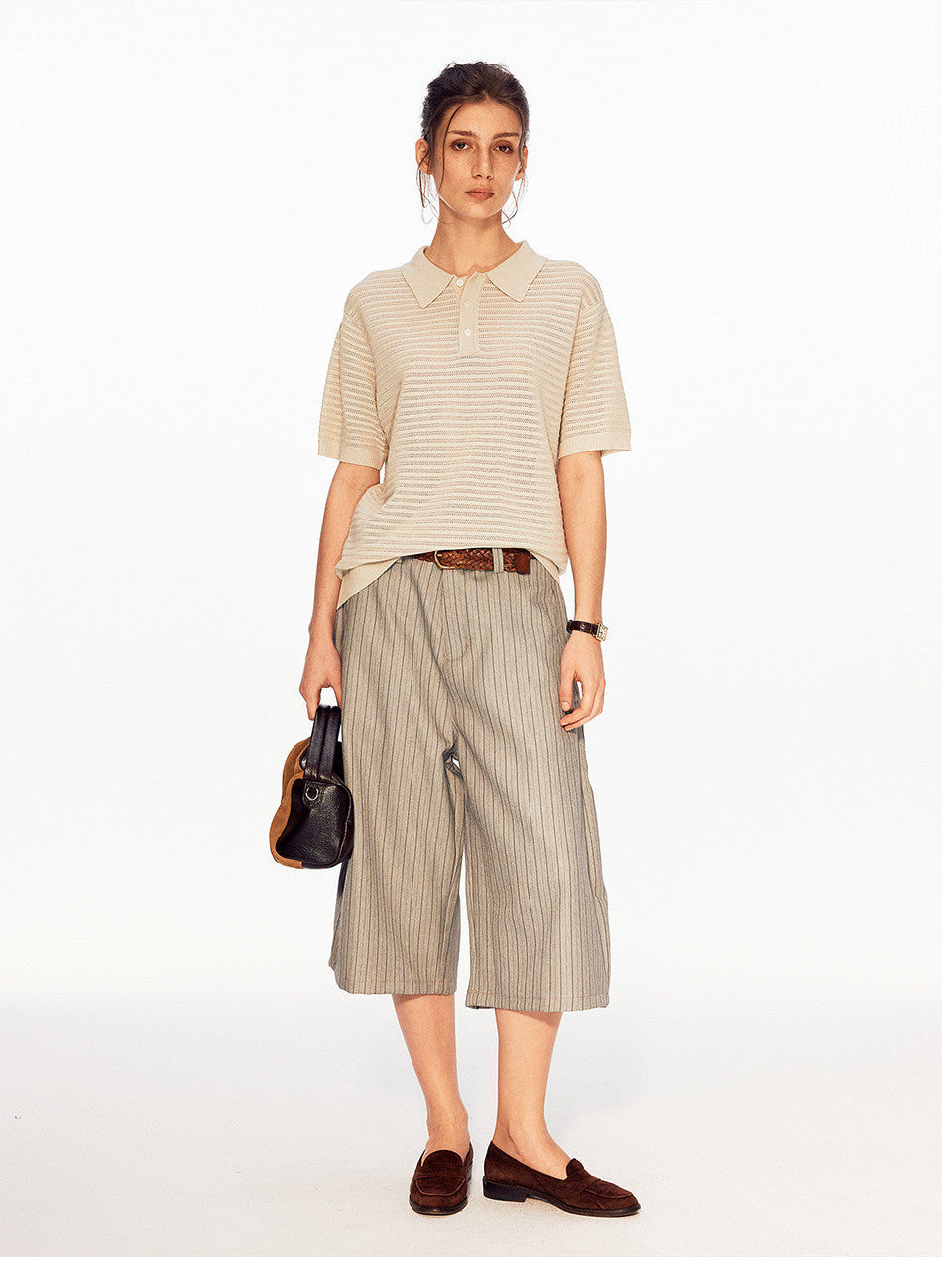 Striped Wide-Leg Shorts