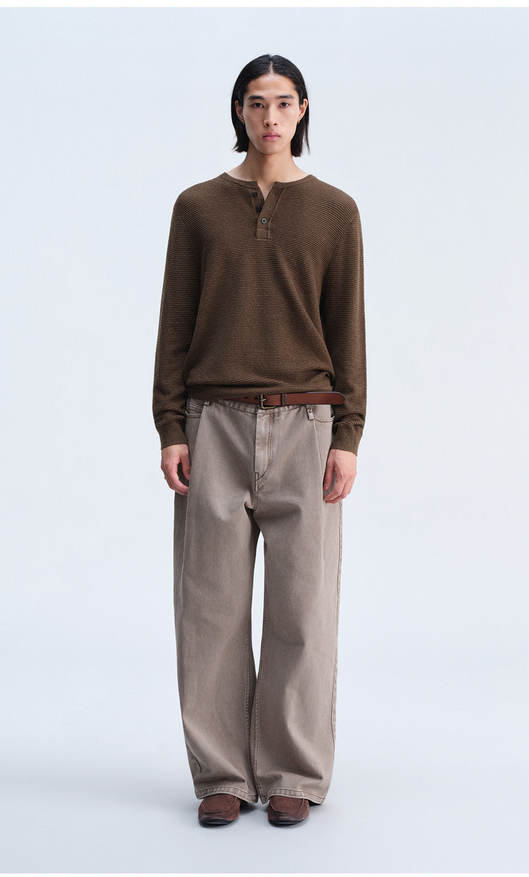 Single-Tuck Denim Pants