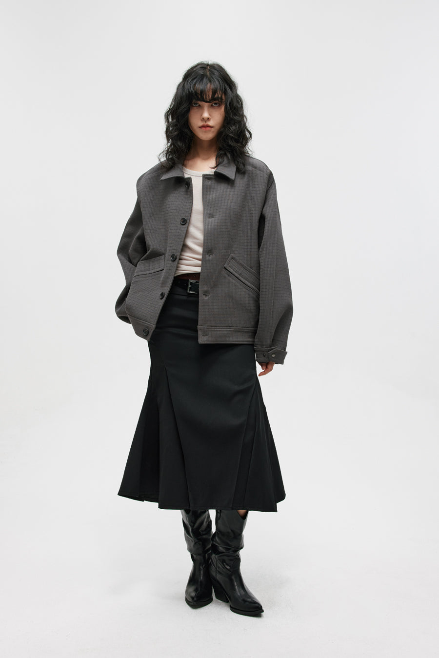 Drop Shoulder Loose Leaf Jacket