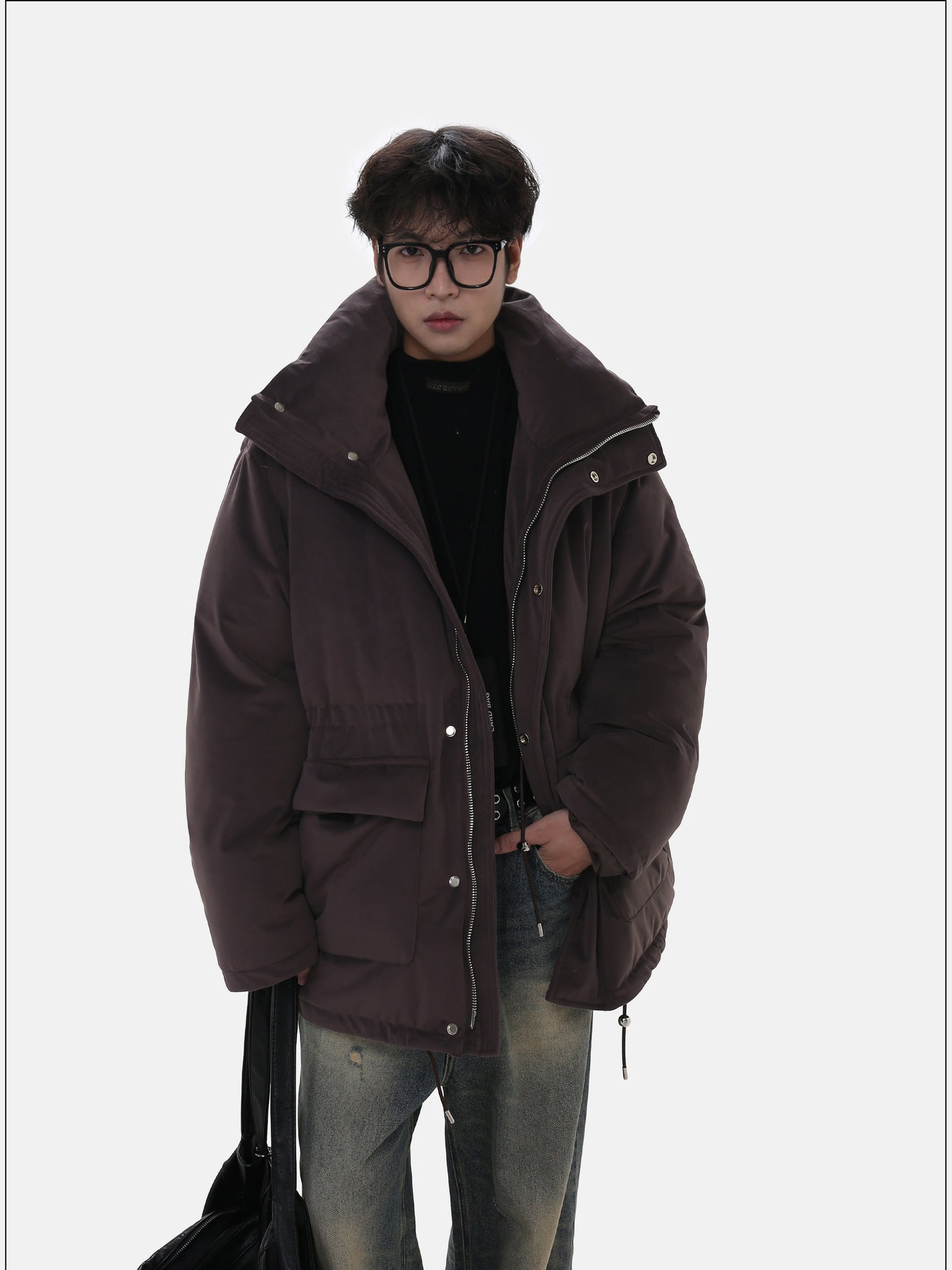 Stand Collar Mid-Length Quilted Jacket