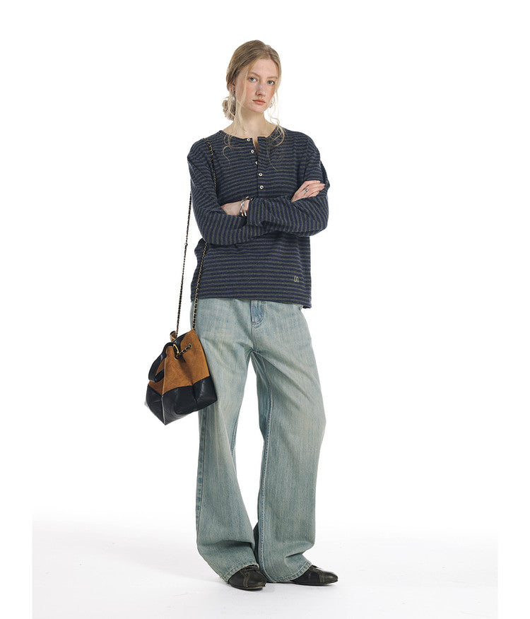 Whisker-Washed Denim Pants