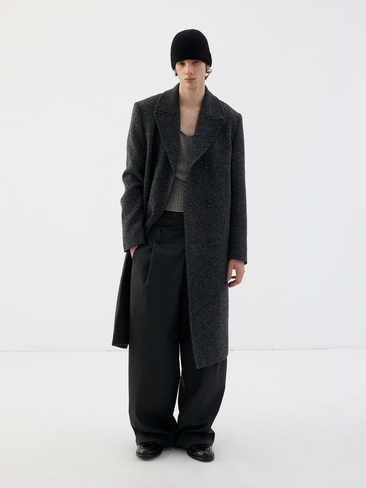 Vintage Herringbone Wool Coat