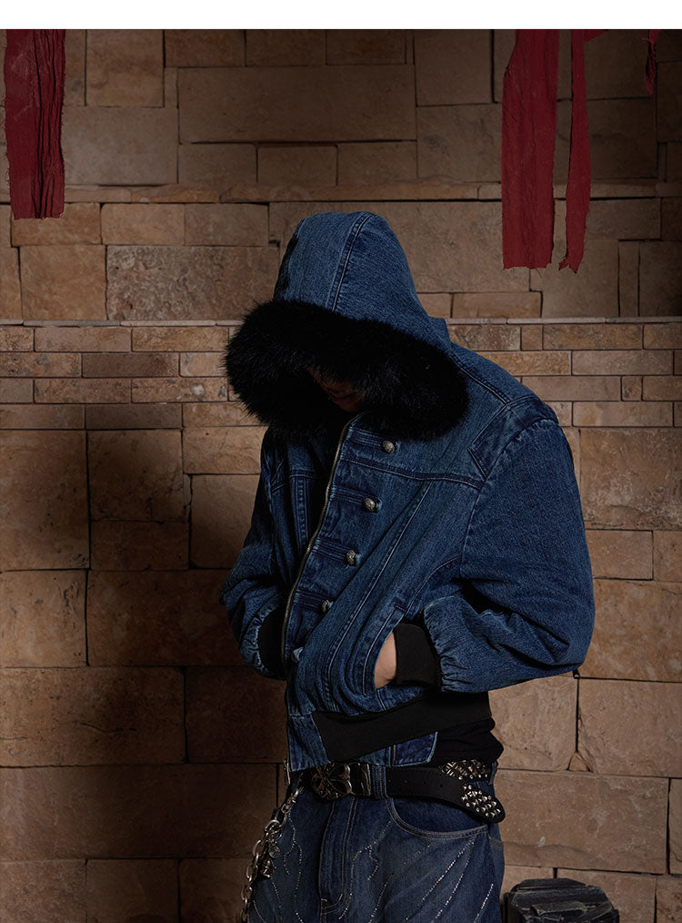 Heavy Denim Denim Jacket with Hood