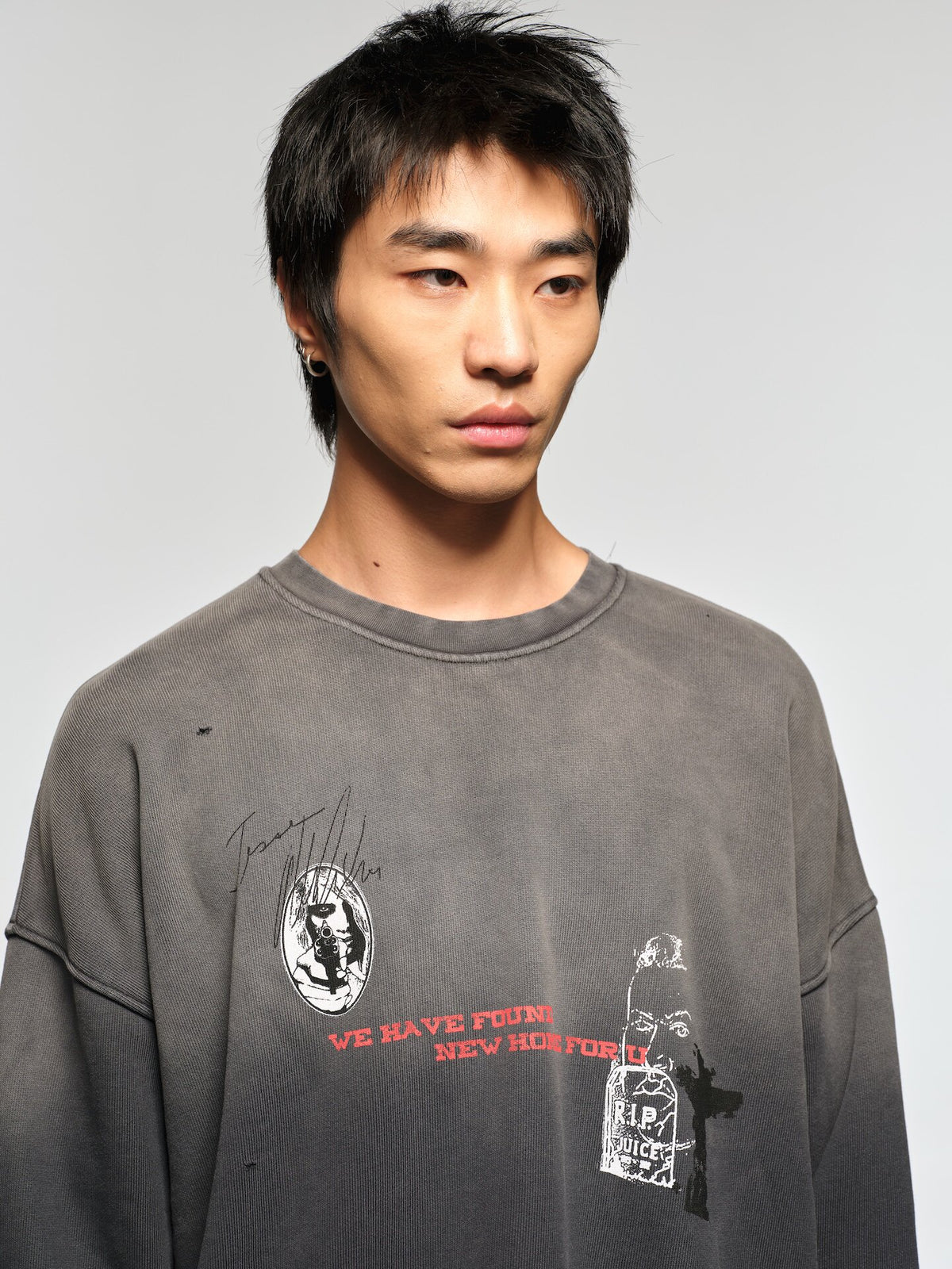 Vintage Short-Sleeve Wide Sweatshirt